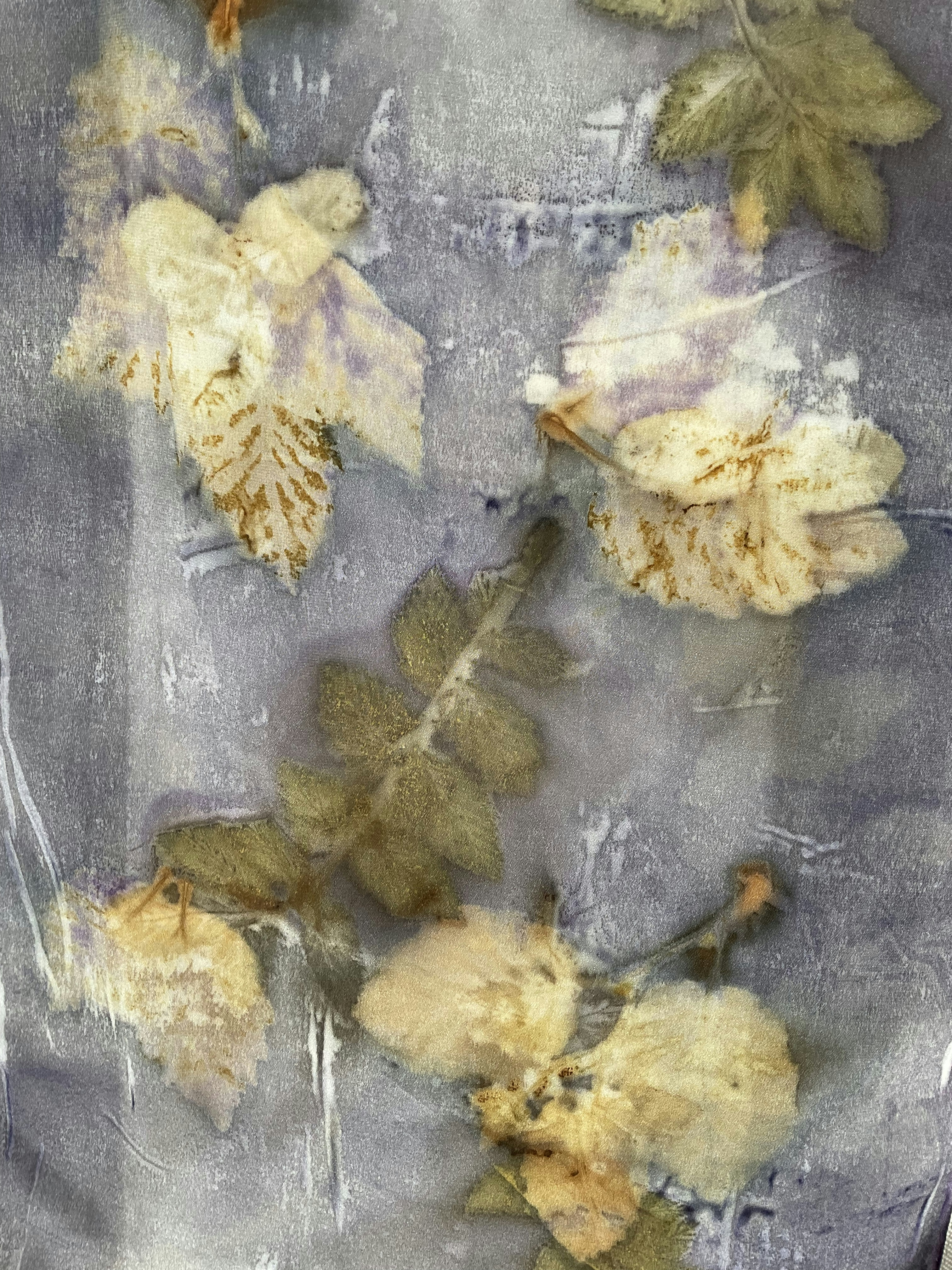 Closeup from naturally dyed silk scarf 
